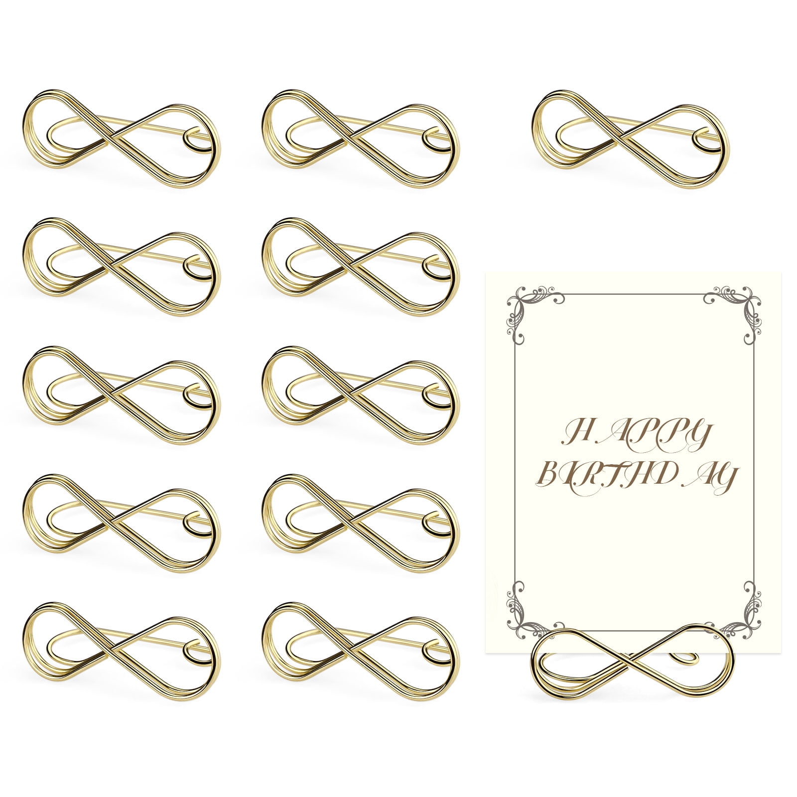 Sekonow 12 Pack Table Number Holders, Wide Base Place Card Holders, Table Number Stands, Table Sign Picture Photo Holder Menu Memo Clip for Centerpieces Wedding Party, Gold